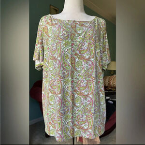 Talbots Women’s Paisley Relaxed Blouse - Size XL - VGUC - Rayon/Spandex Blend